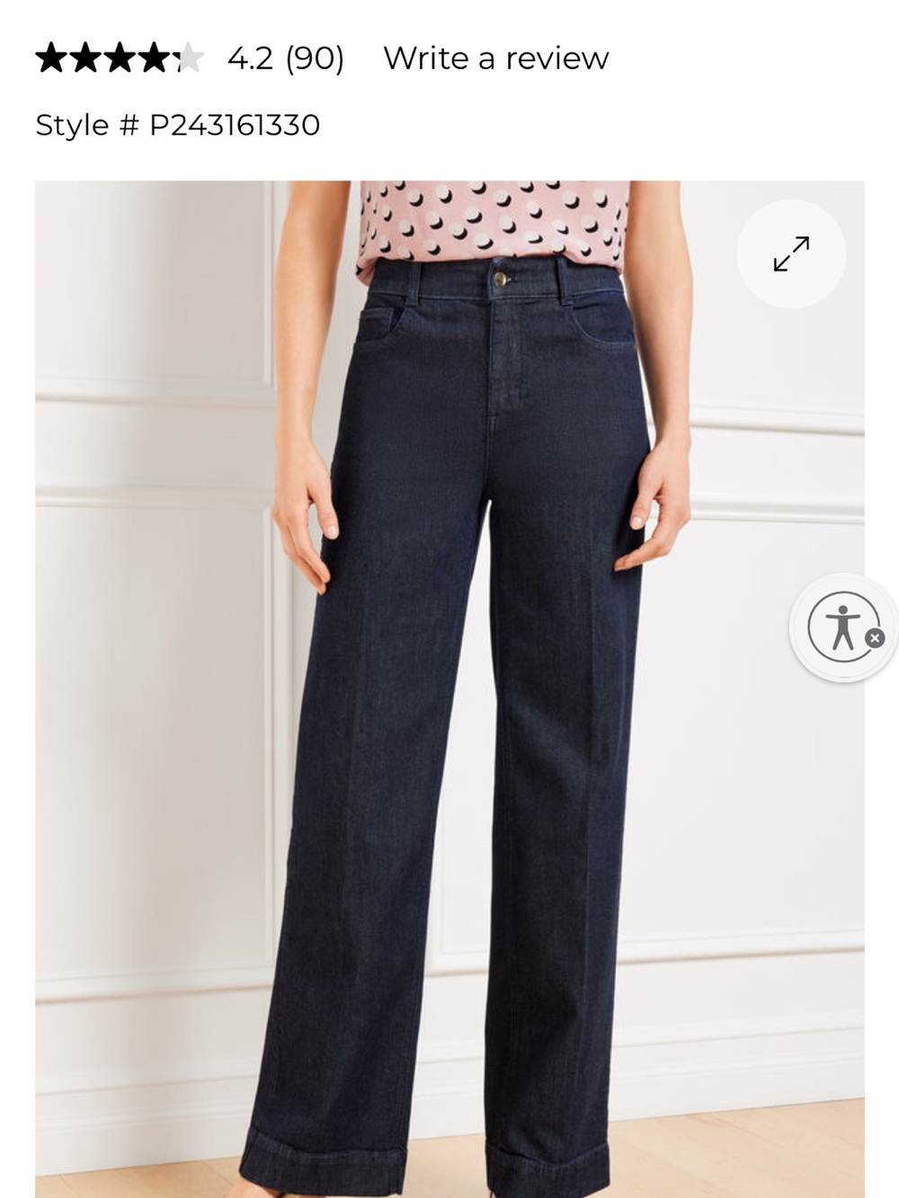 Talbots trouser Jeans Juliette wash Like New size 6 wide legs high waist